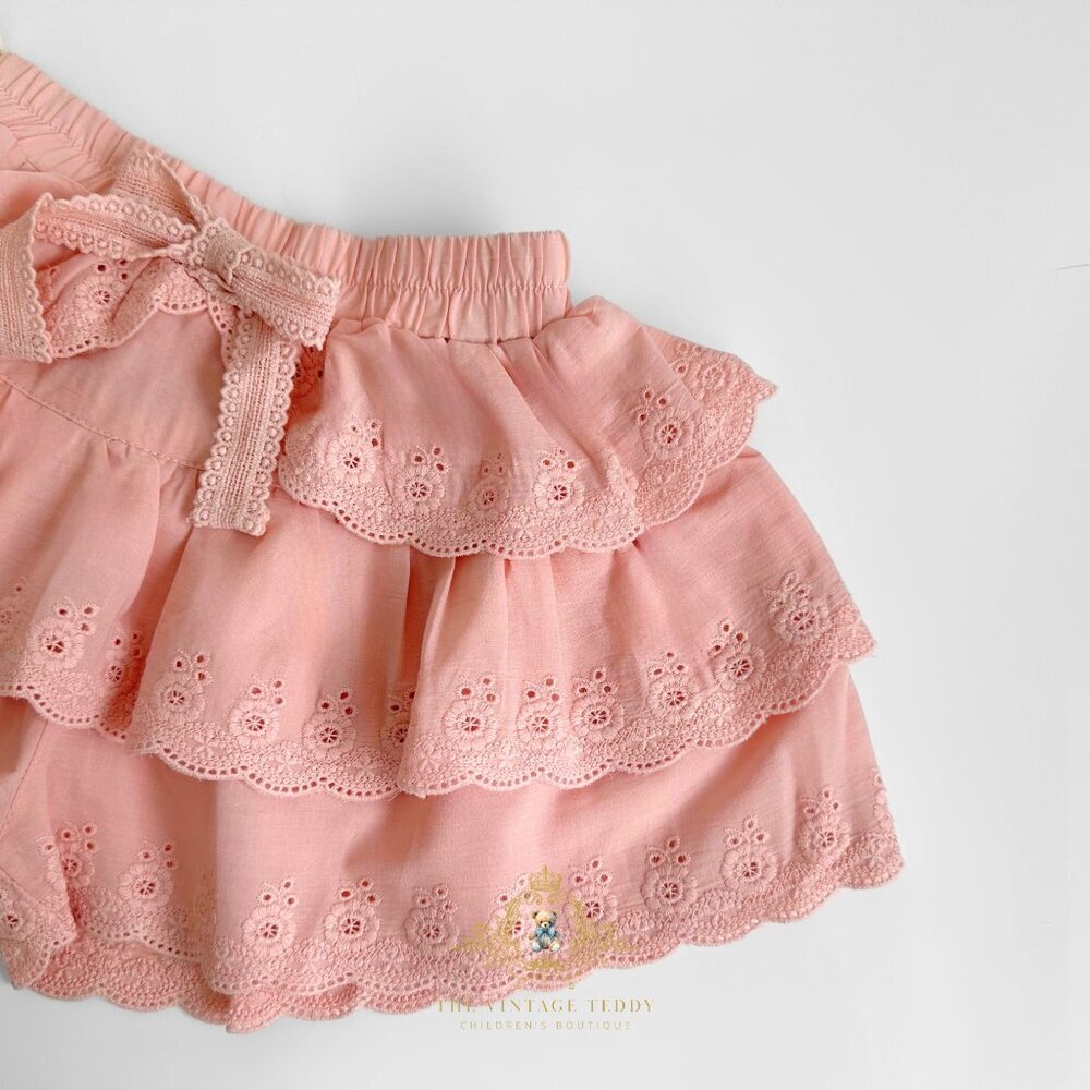 NWT Pretty Girls Eyelet Lace Embroidered Skort Skirt & Shorts Bohemian Blush 7Y - Picture 2 of 3
